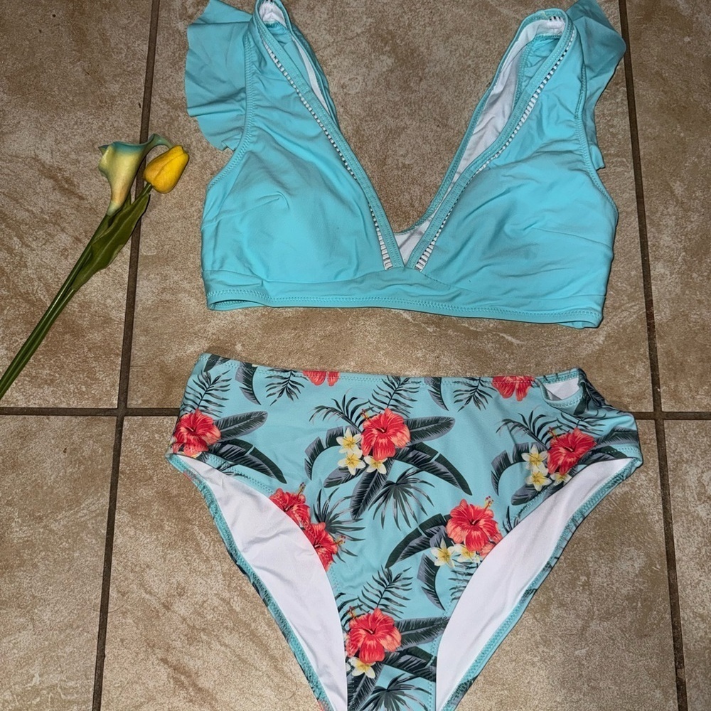 Floral Aqua Bikini Set